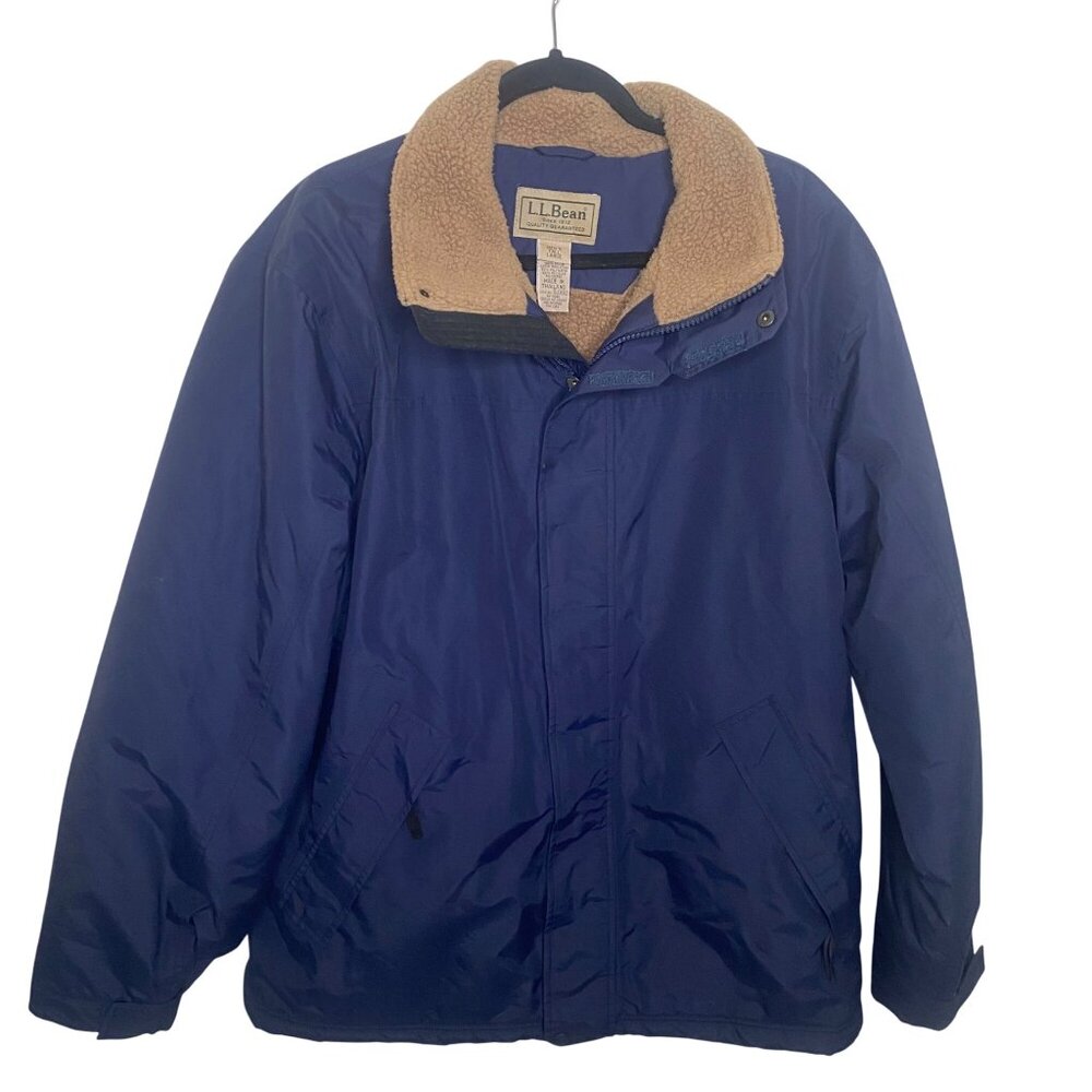 L.L.‎ Bean Sherpa-Lined Jacket Mens L Tall Blue Zip Windbreaker Outdoors